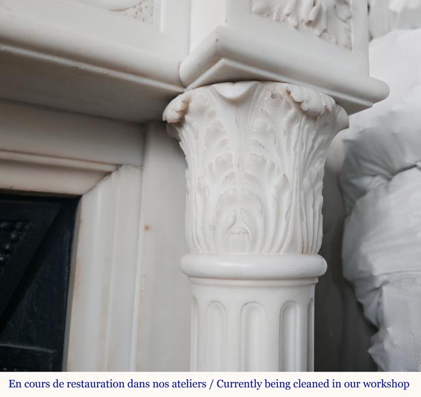 Large Louis XVI-style mantel with Corinthian columns Large Louis XVI-style mantel with Corinthian columns-9