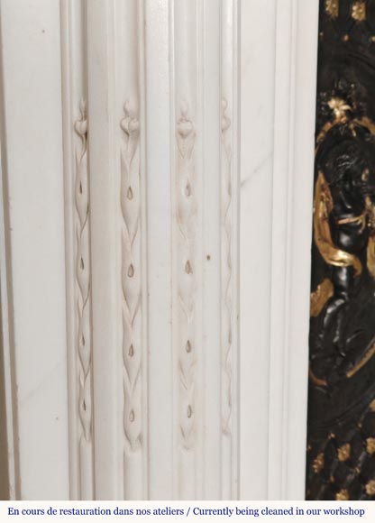 Louis XVI style mantel in statuary marble with Ionic columns Louis XVI style mantel in statuary marble with Ionic columns-8