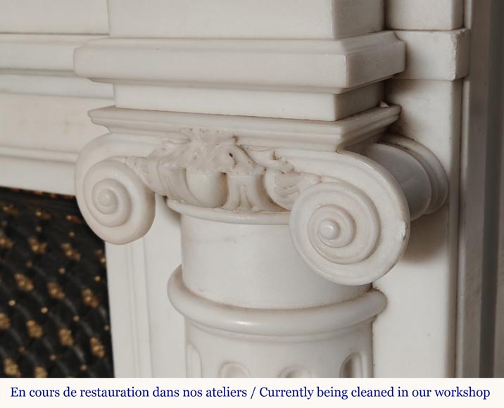 Louis XVI style mantel in statuary marble with Ionic columns Louis XVI style mantel in statuary marble with Ionic columns-12