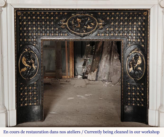 Louis XVI style mantel in statuary marble with Ionic columns Louis XVI style mantel in statuary marble with Ionic columns-14