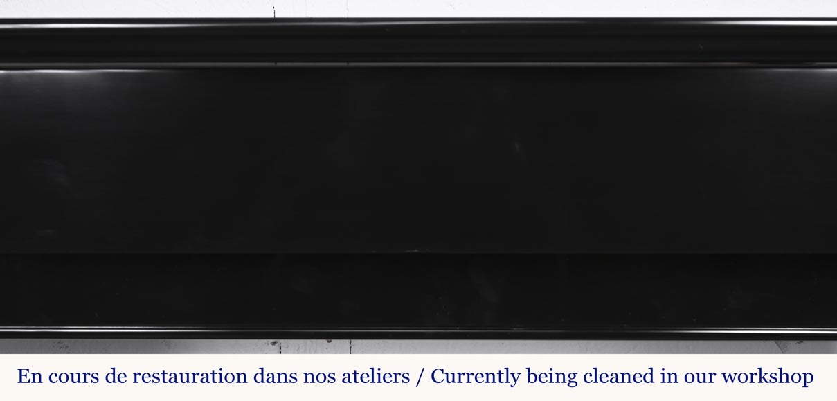 Napoleon III style fireplace with modillions, in fine black Belgian marble Napoleon III style fireplace with modillions, in fine black Belgian marble-1