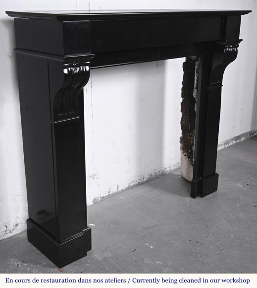 Napoleon III style fireplace with modillions, in fine black Belgian marble Napoleon III style fireplace with modillions, in fine black Belgian marble-2