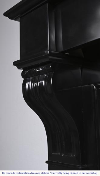 Napoleon III style fireplace with modillions, in fine black Belgian marble Napoleon III style fireplace with modillions, in fine black Belgian marble-4