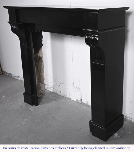 Napoleon III style fireplace with modillions, in fine black Belgian marble Napoleon III style fireplace with modillions, in fine black Belgian marble-6