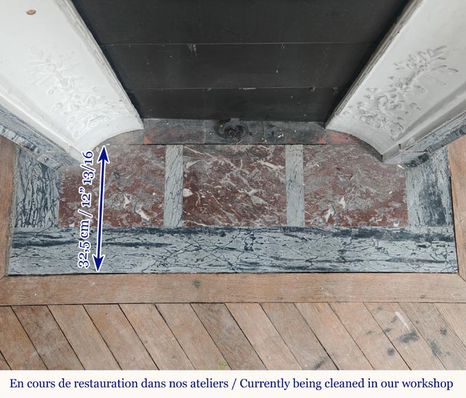 Small Louis XV style Pompadour mantel in Fleury blue marble Small Louis XV style Pompadour mantel in Fleury blue marble-9