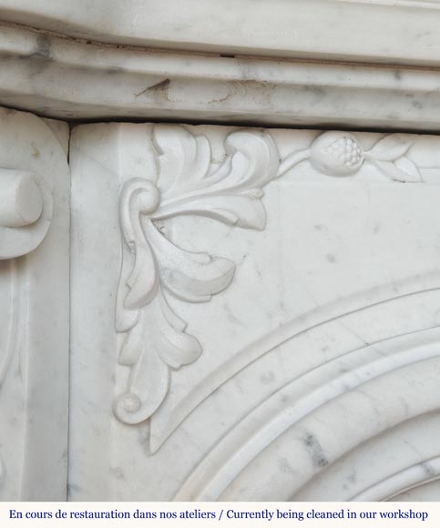 Louis XV style fireplace, highly sculpted in Carrara marble, from northern France Louis XV style fireplace, highly sculpted in Carrara marble, from northern France-6