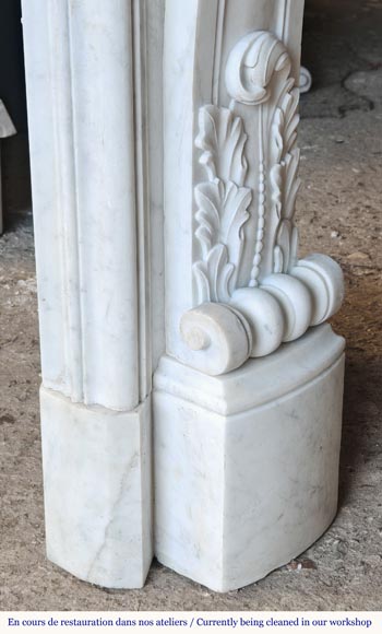 Louis XV style fireplace, highly sculpted in Carrara marble, from northern France Louis XV style fireplace, highly sculpted in Carrara marble, from northern France-13