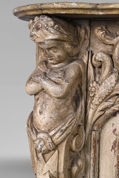 Carved wooden fireplace with putti decoration – Late 18th century Carved wooden fireplace with putti decoration – Late 18th century-5