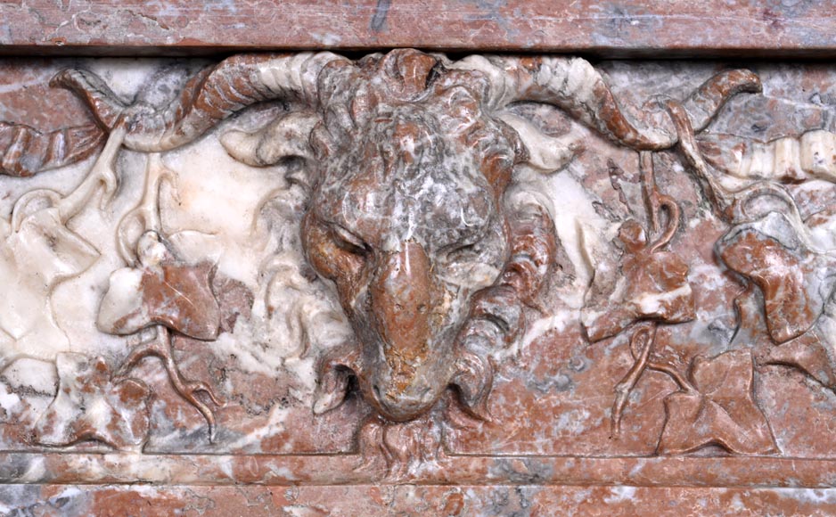 Louis XVI style fireplace in Rouge de Rance marble, 19th century Louis XVI style fireplace in Rouge de Rance marble, 19th century-1