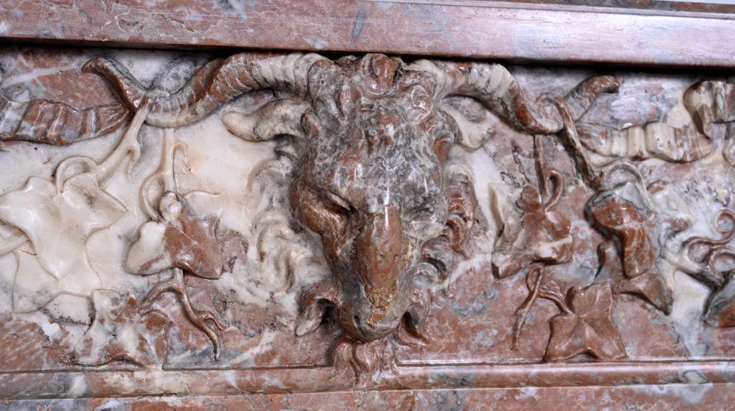 Louis XVI style fireplace in Rouge de Rance marble, 19th century Louis XVI style fireplace in Rouge de Rance marble, 19th century-2