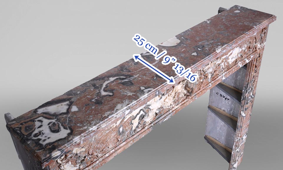 Louis XVI style fireplace in Rouge de Rance marble, 19th century Louis XVI style fireplace in Rouge de Rance marble, 19th century-8