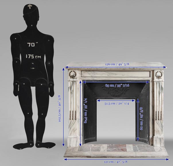 Louis XVI style fireplace with bronze decoration in Arabescato marble Louis XVI style fireplace with bronze decoration in Arabescato marble-10