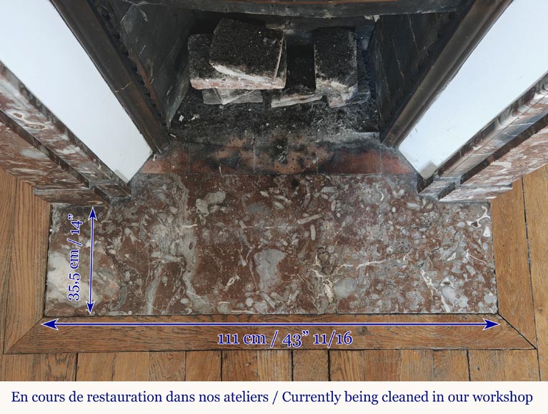 Modillion fireplace in northern red marble Modillion fireplace in northern red marble-8