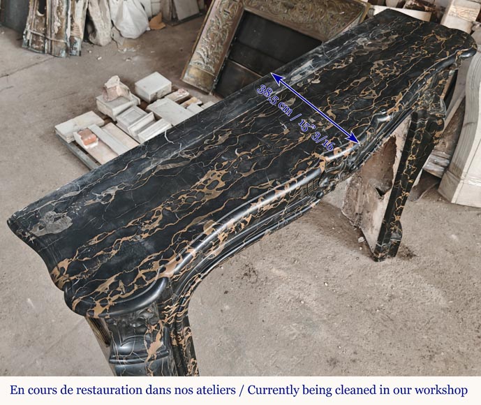 Louis XV style fireplace with shells in Portor marble Louis XV style fireplace with shells in Portor marble-9