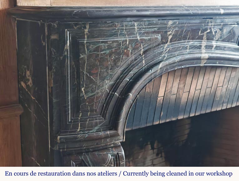 Louis XV period fireplace with molded entablature, in Campan marble-3