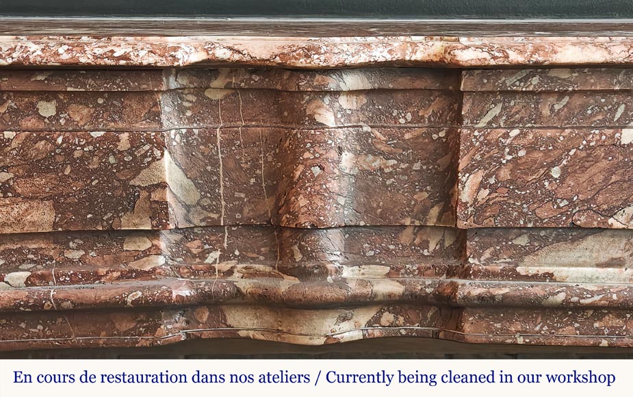 Regency period fireplace with scroll decoration in red breccia marble-1