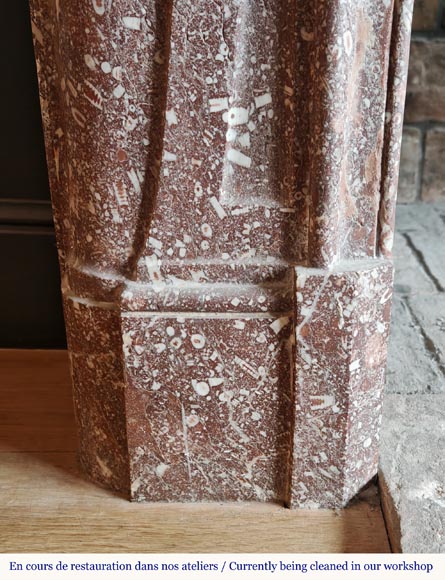 Regency period fireplace with scroll decoration in red breccia marble-5