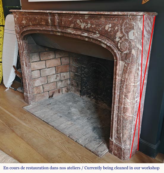 Regency period fireplace with scroll decoration in red breccia marble-6