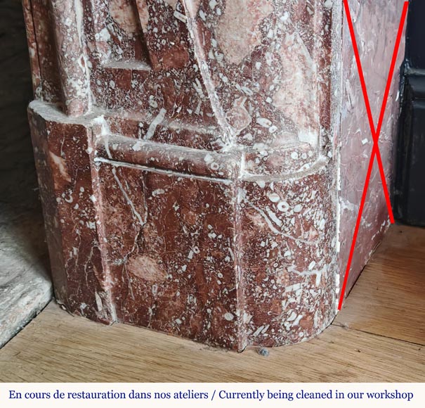 Regency period fireplace with scroll decoration in red breccia marble-8