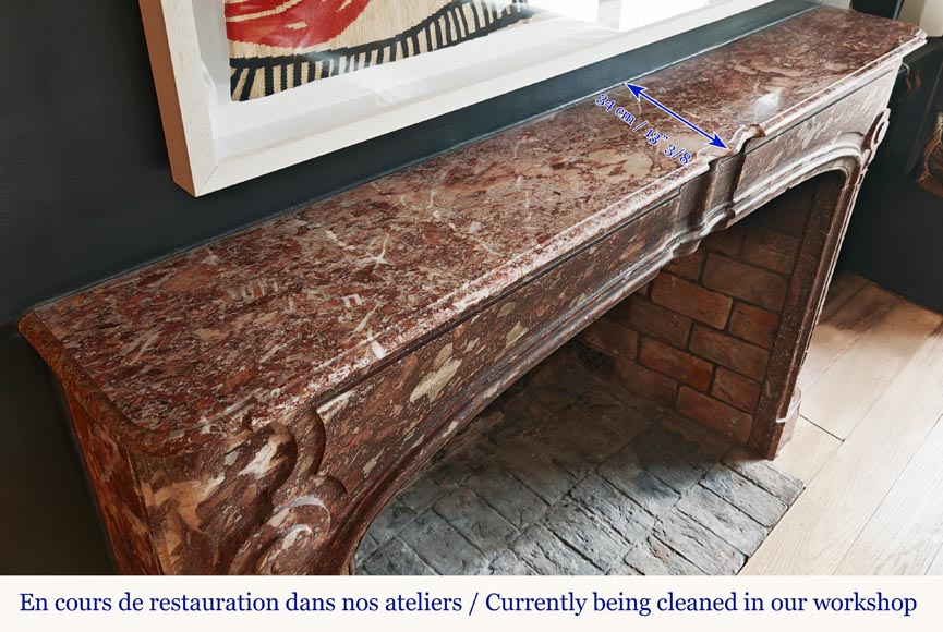 Regency period fireplace with scroll decoration in red breccia marble-9