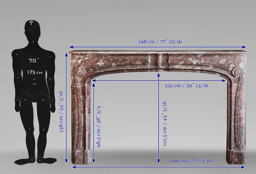 Regency period fireplace with scroll decoration in red breccia marble-10