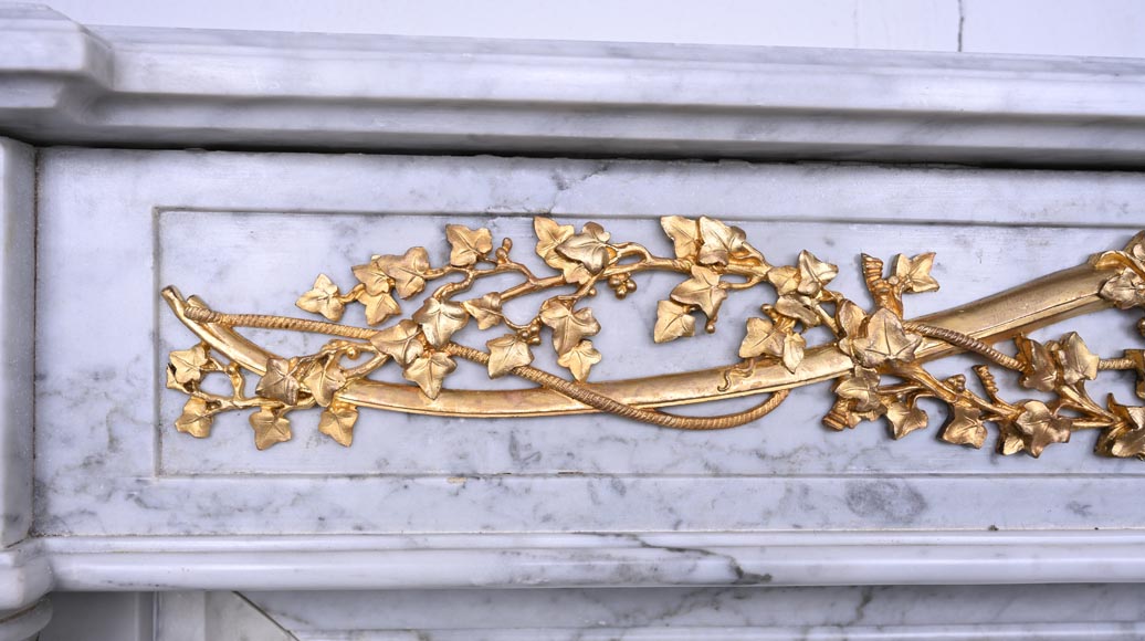 Louis XVI Fireplace in White Marble and Gilt Bronze Louis XVI Fireplace in White Marble and Gilt Bronze-3
