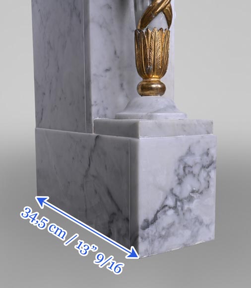 Louis XVI Fireplace in White Marble and Gilt Bronze Louis XVI Fireplace in White Marble and Gilt Bronze-10