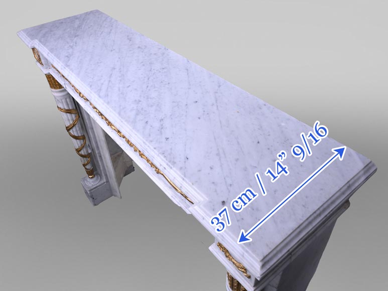 Louis XVI Fireplace in White Marble and Gilt Bronze Louis XVI Fireplace in White Marble and Gilt Bronze-11