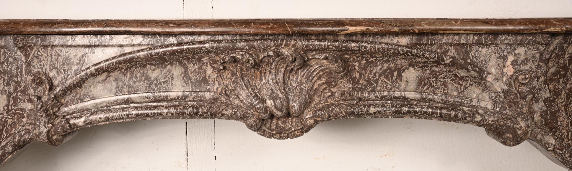 Louis XV period fireplace decorated with an asymmetrical palmette in a variation of Royal Red marble-1