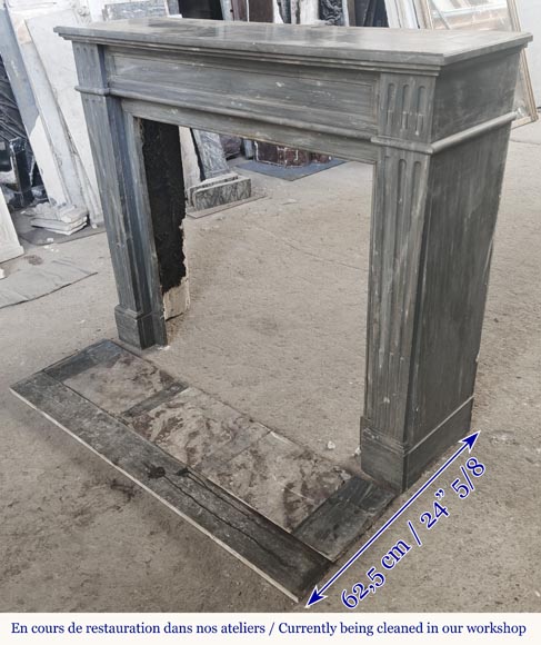 Louis XVI style fireplace in blue turquin marble, with single fluting Louis XVI style fireplace in blue turquin marble, with single fluting-5