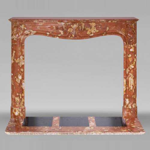 Jules CANTINI (attributed to), Regency style fireplace with palmette and scroll, in Vitrolles red 