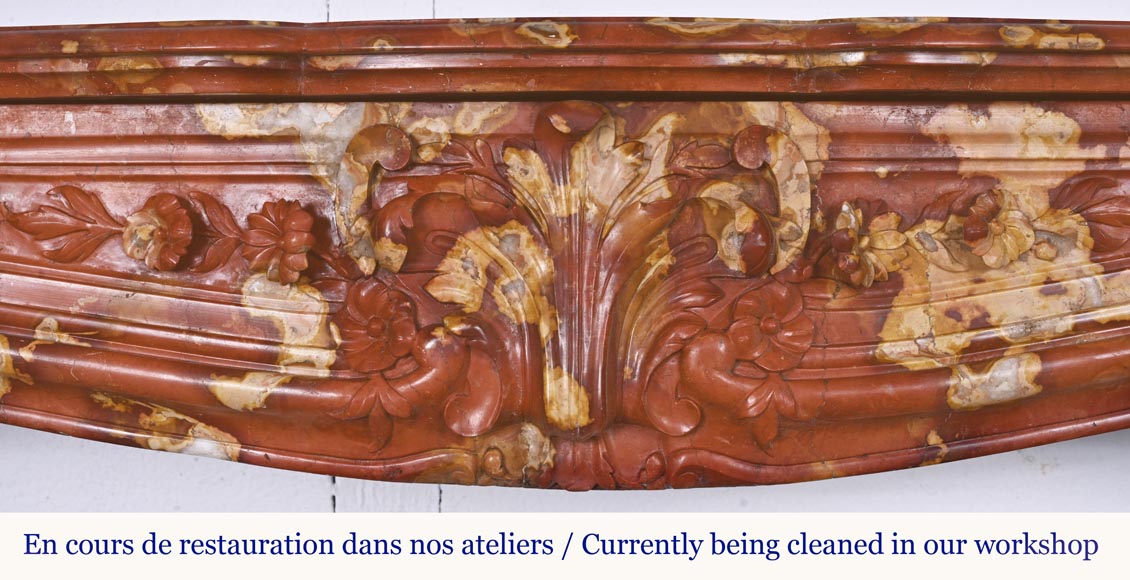Jules CANTINI (attributed to), Regency style fireplace with palmette and scroll, in Vitrolles red Jules CANTINI (attributed to), Regency style fireplace with palmette and scroll, in Vitrolles red -1