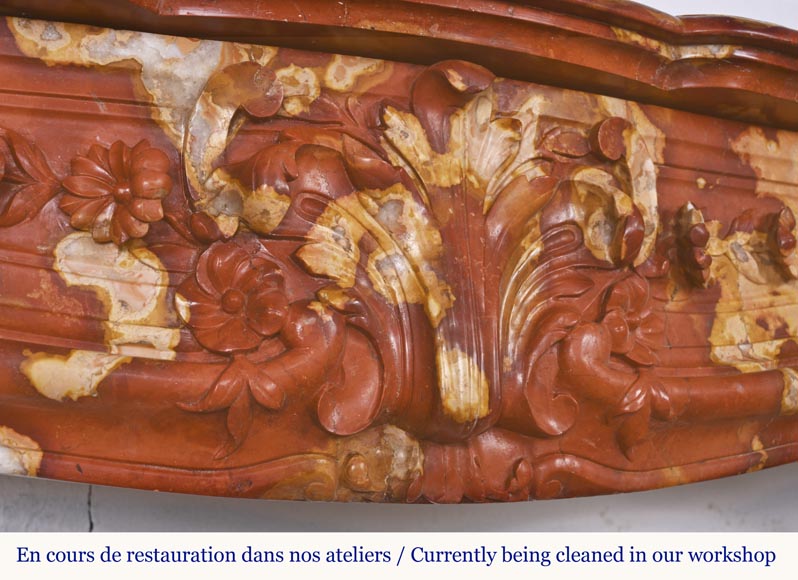 Jules CANTINI (attributed to), Regency style fireplace with palmette and scroll, in Vitrolles red Jules CANTINI (attributed to), Regency style fireplace with palmette and scroll, in Vitrolles red -2