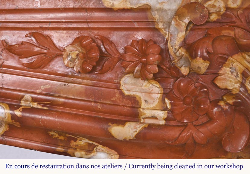 Jules CANTINI (attributed to), Regency style fireplace with palmette and scroll, in Vitrolles red Jules CANTINI (attributed to), Regency style fireplace with palmette and scroll, in Vitrolles red -3