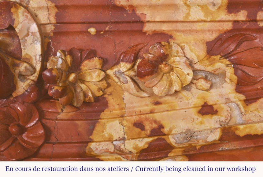 Jules CANTINI (attributed to), Regency style fireplace with palmette and scroll, in Vitrolles red Jules CANTINI (attributed to), Regency style fireplace with palmette and scroll, in Vitrolles red -4