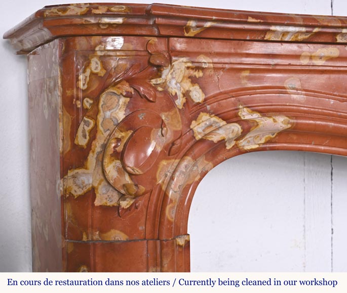Jules CANTINI (attributed to), Regency style fireplace with palmette and scroll, in Vitrolles red Jules CANTINI (attributed to), Regency style fireplace with palmette and scroll, in Vitrolles red -6