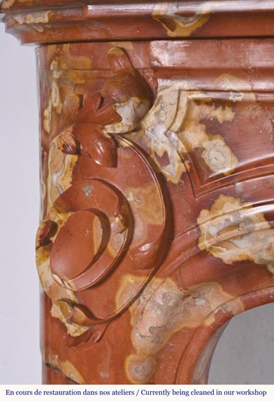 Jules CANTINI (attributed to), Regency style fireplace with palmette and scroll, in Vitrolles red Jules CANTINI (attributed to), Regency style fireplace with palmette and scroll, in Vitrolles red -7