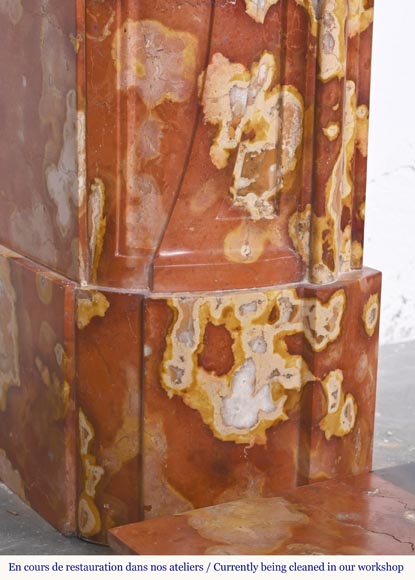 Jules CANTINI (attributed to), Regency style fireplace with palmette and scroll, in Vitrolles red Jules CANTINI (attributed to), Regency style fireplace with palmette and scroll, in Vitrolles red -8