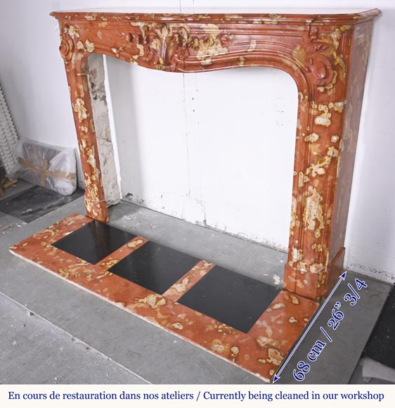 Jules CANTINI (attributed to), Regency style fireplace with palmette and scroll, in Vitrolles red Jules CANTINI (attributed to), Regency style fireplace with palmette and scroll, in Vitrolles red -9