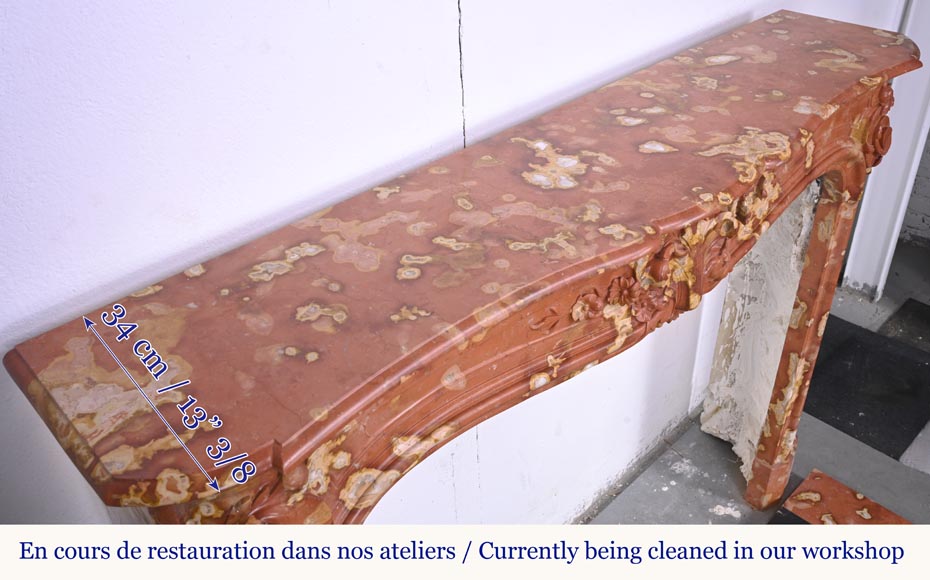 Jules CANTINI (attributed to), Regency style fireplace with palmette and scroll, in Vitrolles red Jules CANTINI (attributed to), Regency style fireplace with palmette and scroll, in Vitrolles red -13