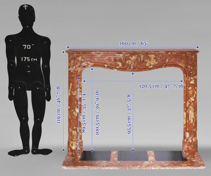 Jules CANTINI (attributed to), Regency style fireplace with palmette and scroll, in Vitrolles red Jules CANTINI (attributed to), Regency style fireplace with palmette and scroll, in Vitrolles red -14