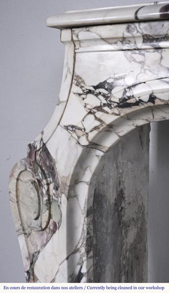 Louis XV style fireplace in purple breccia, decorated with a shell Louis XV style fireplace in purple breccia, decorated with a shell-5