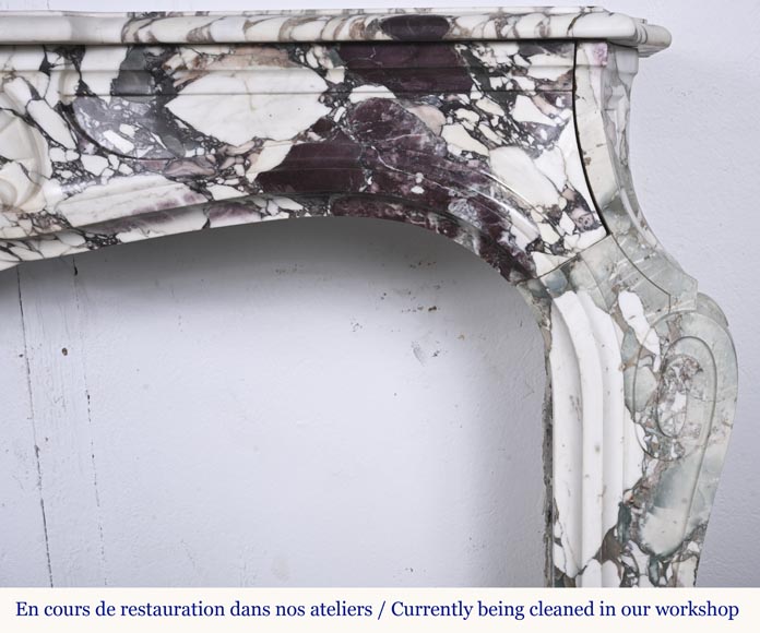 Louis XV style fireplace in purple breccia, decorated with a shell Louis XV style fireplace in purple breccia, decorated with a shell-9