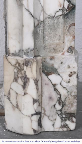 Louis XV style fireplace in purple breccia, decorated with a shell Louis XV style fireplace in purple breccia, decorated with a shell-11