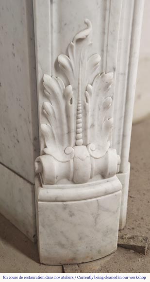Richly carved Louis XV style fireplace in Carrara marble-8