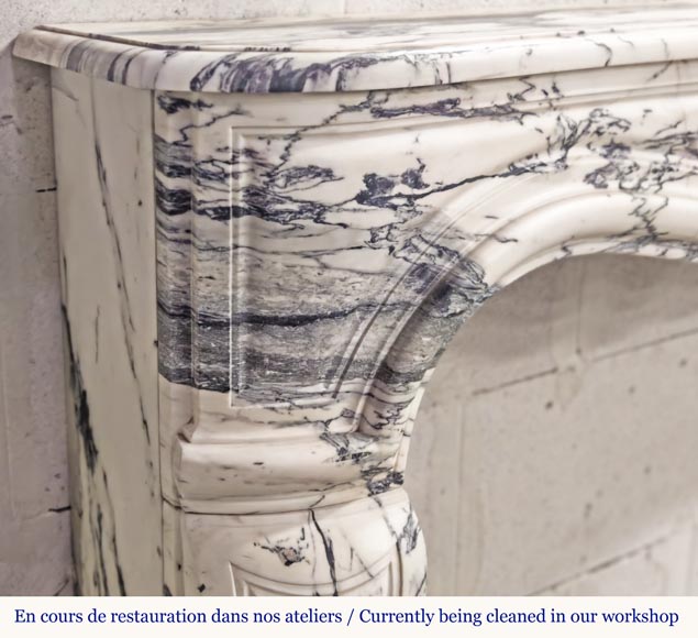 Louis XV style fireplace decorated with a large shell, in Paonazzo marble Louis XV style fireplace decorated with a large shell, in Paonazzo marble-4