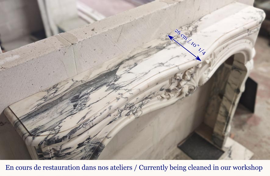 Louis XV style fireplace decorated with a large shell, in Paonazzo marble Louis XV style fireplace decorated with a large shell, in Paonazzo marble-10