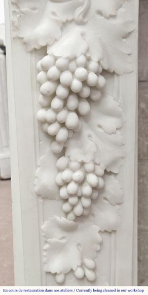 Napoleon III style fireplace in statuary marble, decorated with fruit and a goat's head-8