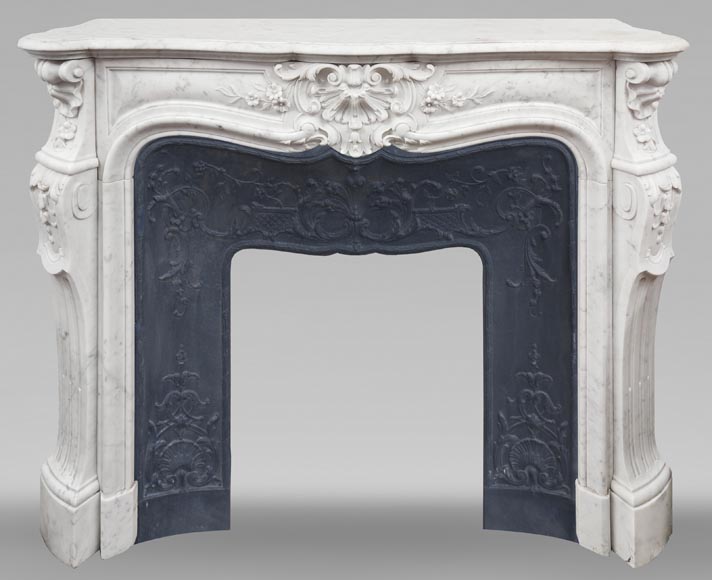 Louis XV style fireplace in finely carved Carrara marble-0