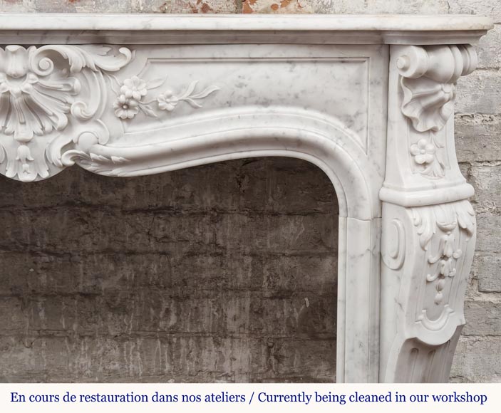 Louis XV style fireplace in finely carved Carrara marble-7